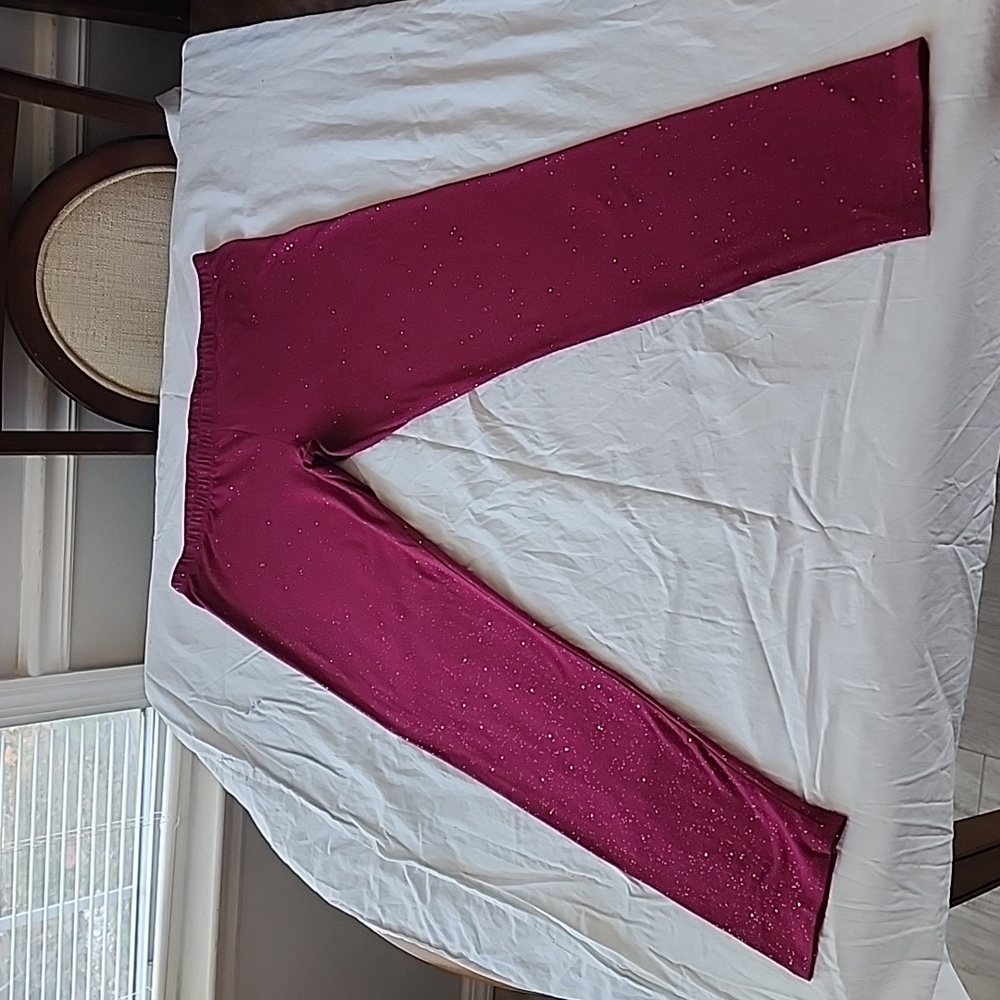 Total Girl Sparkle Leggings, Color Burgundy, Size XL 18 1/2 Plus